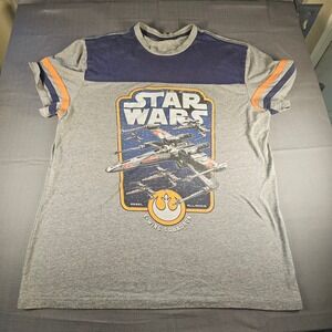 Star Wars Rebel Alliance X-Wing Squadron Graphic Tee Gray Navy Mens XL retro